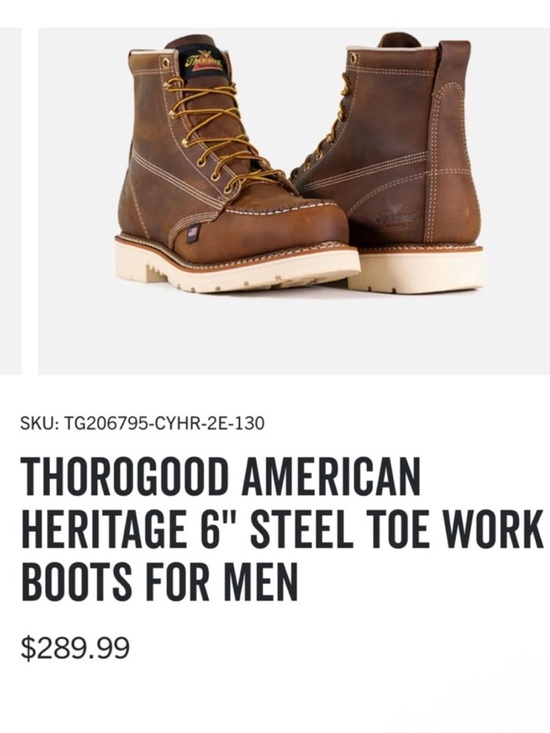 Thorogood American Heritage 6” Steel Toe Work Boots Size 9 D NWT main image 7